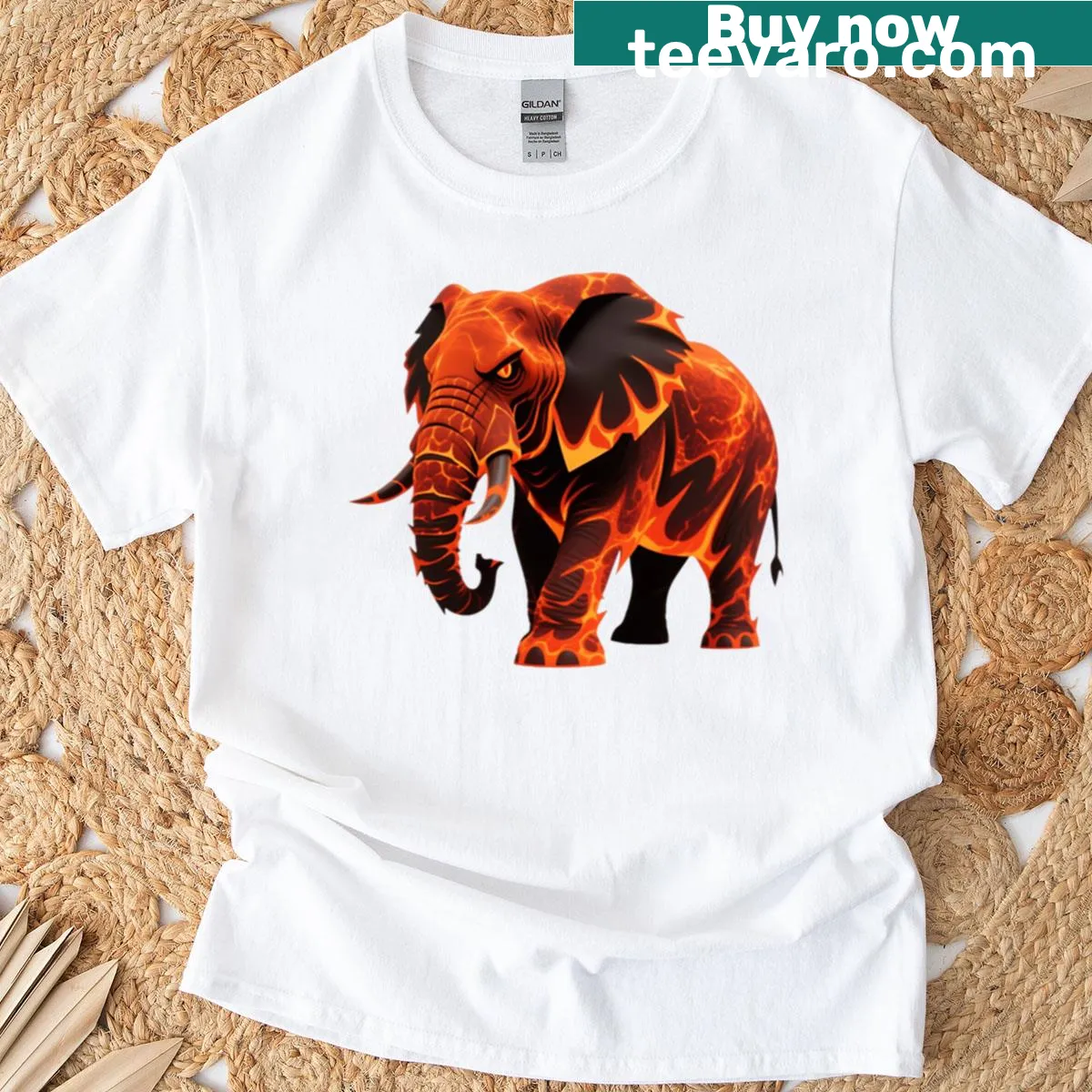 Illustration of an angry elephant with a playful expression — on a men's t-shirt