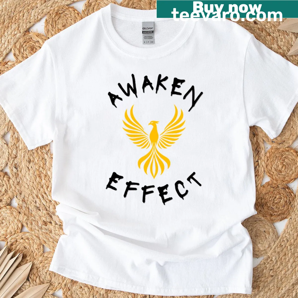Official band merch T-shirt for Awaken Effect with a vintage design. — on a men's t-shirt