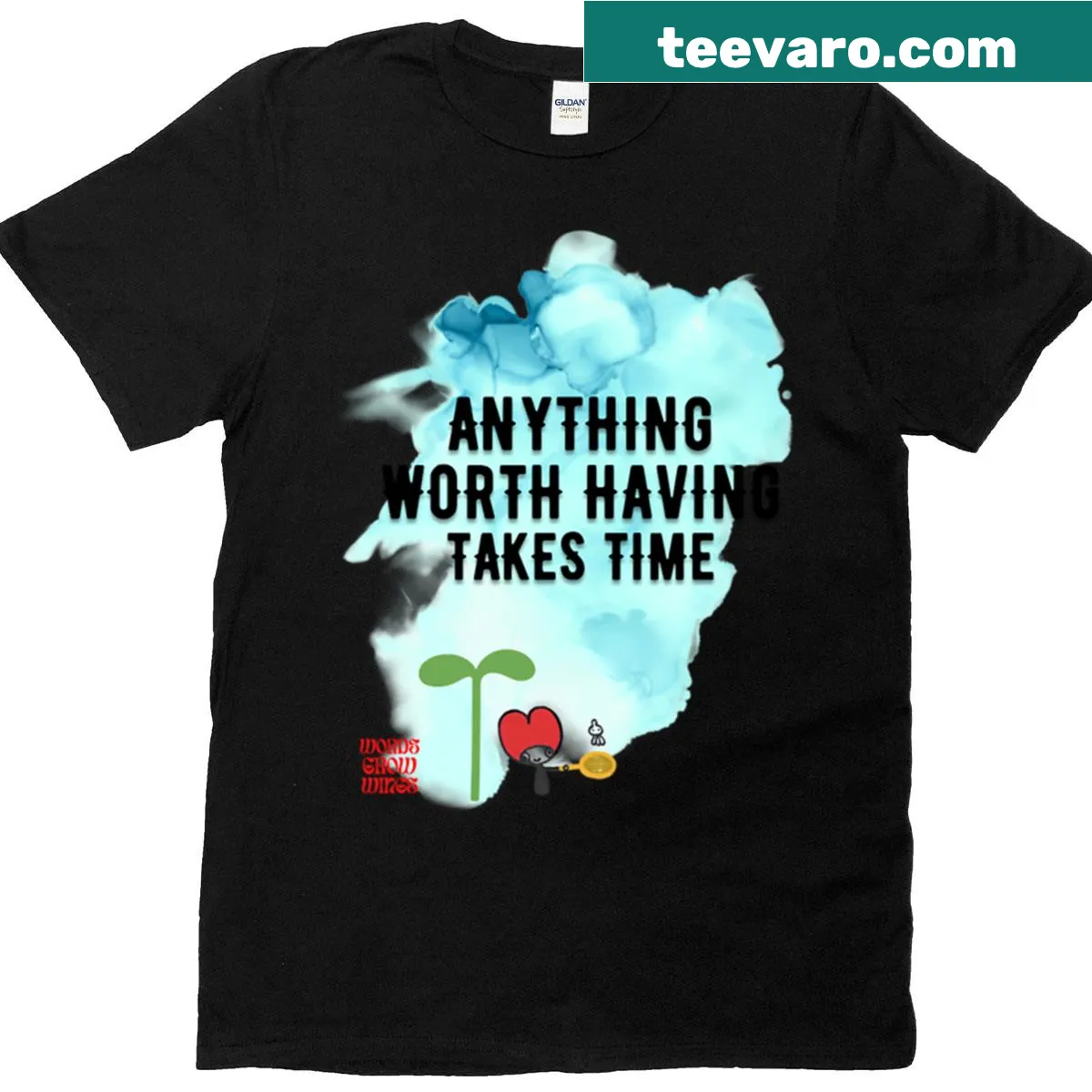 Motivational badminton T-shirt with the phrase about patience. — on a men's t-shirt
