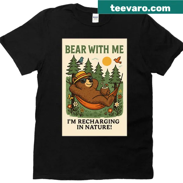 T-shirt with a bear illustration and recharge message.