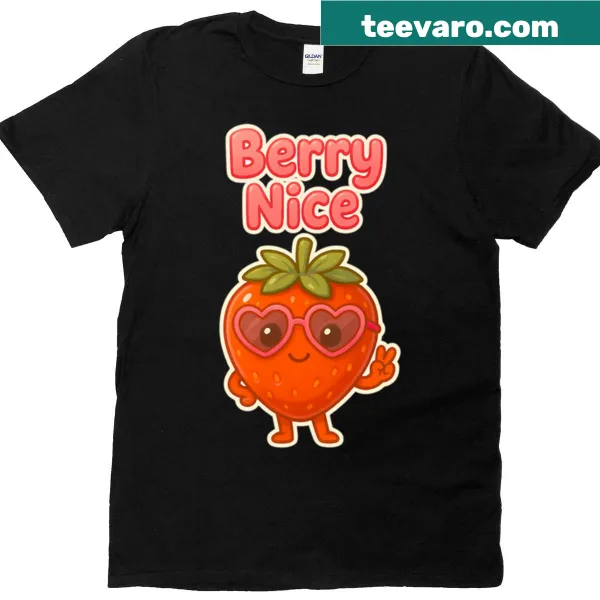 Charming T-shirt featuring a playful berry-themed message.
