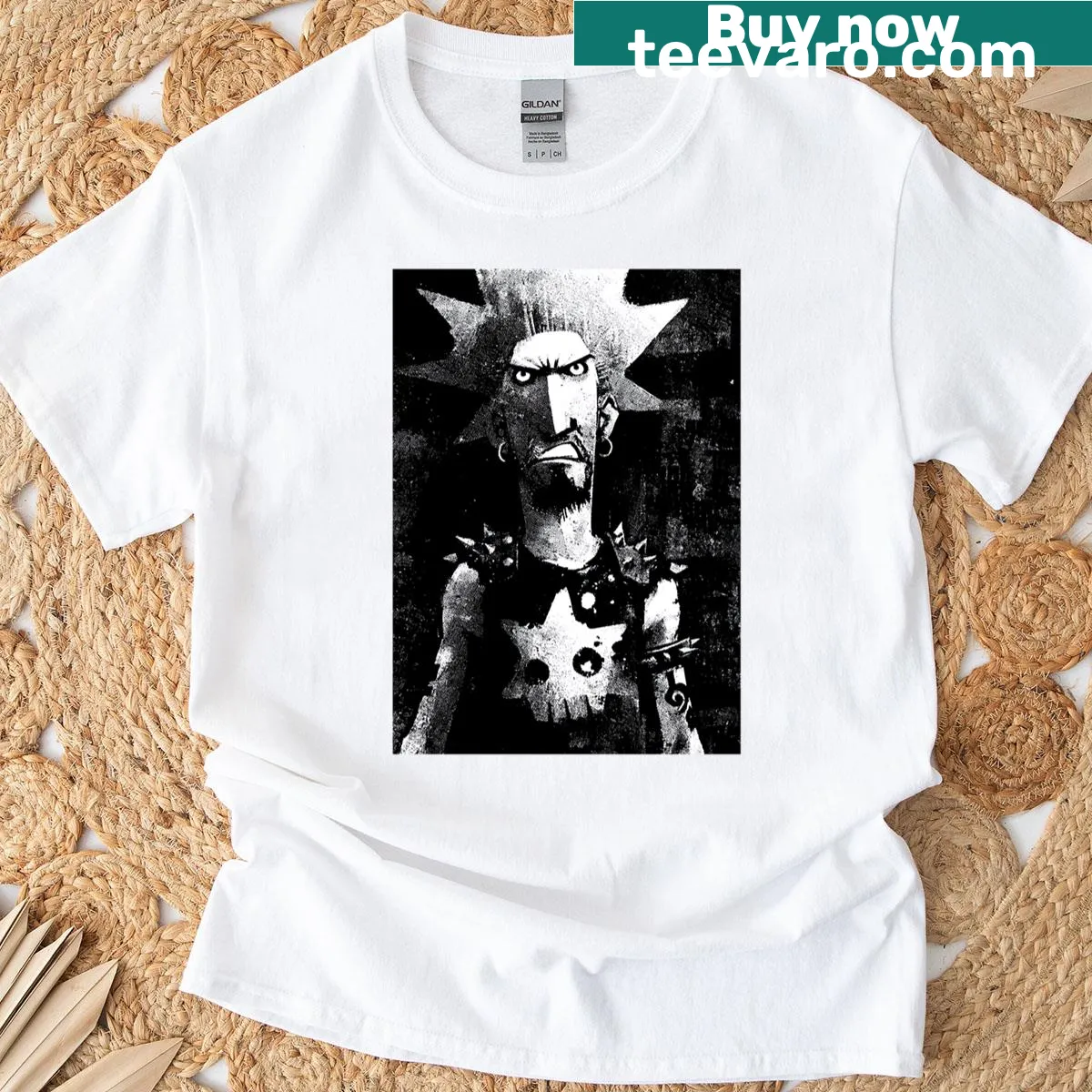Goth punk graphic T-shirt with screaming figure — on a men's t-shirt
