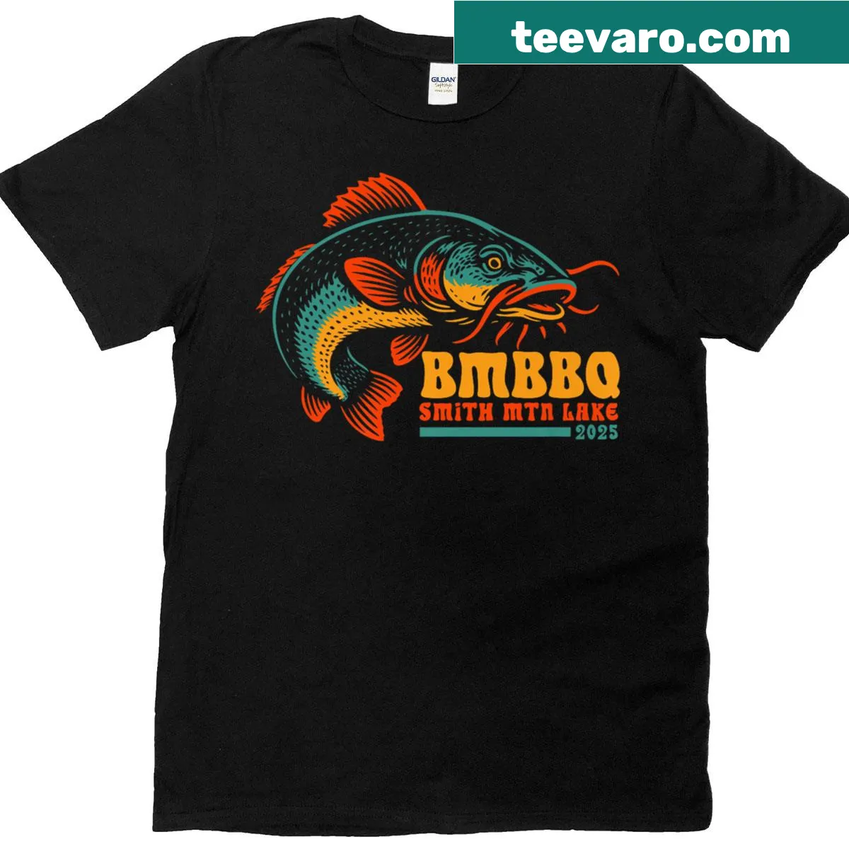 Playful T-shirt featuring a catfish logo. — on a men's t-shirt