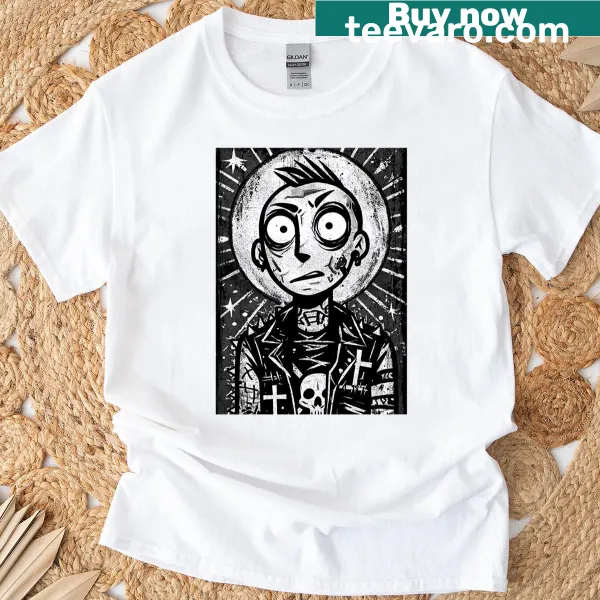 Illustrative T-shirt of a punk man showcasing aggressive energy