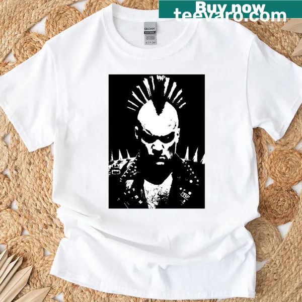 Vector graphic of a tattooed punk man on a T-shirt