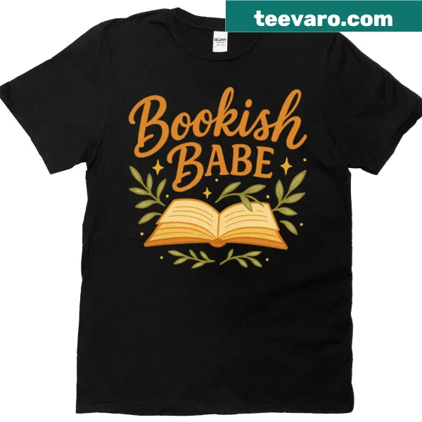 Watercolor design of whimsical book pages on a T-shirt