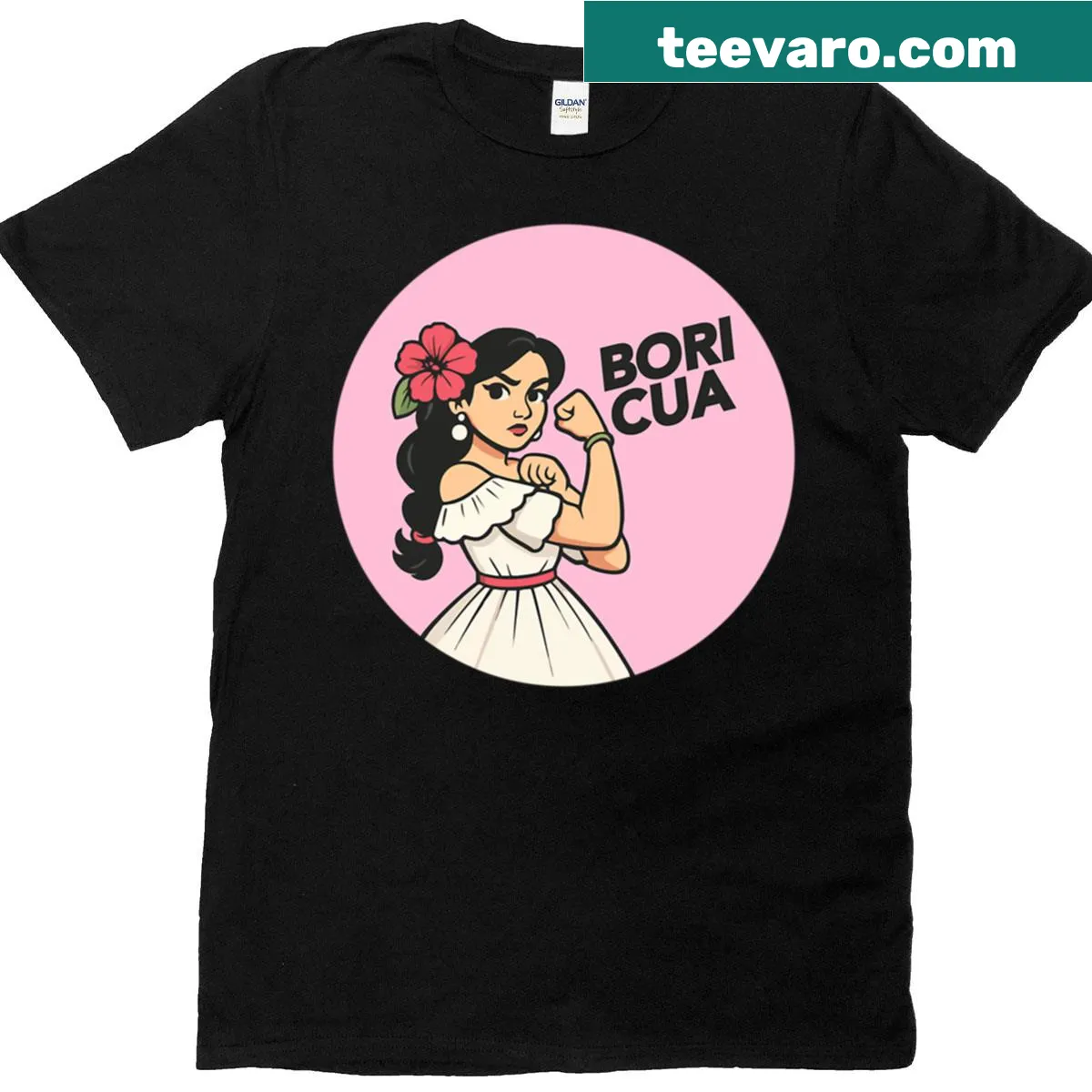 Bold 'Boricua' text design on a T-shirt — on a men's t-shirt