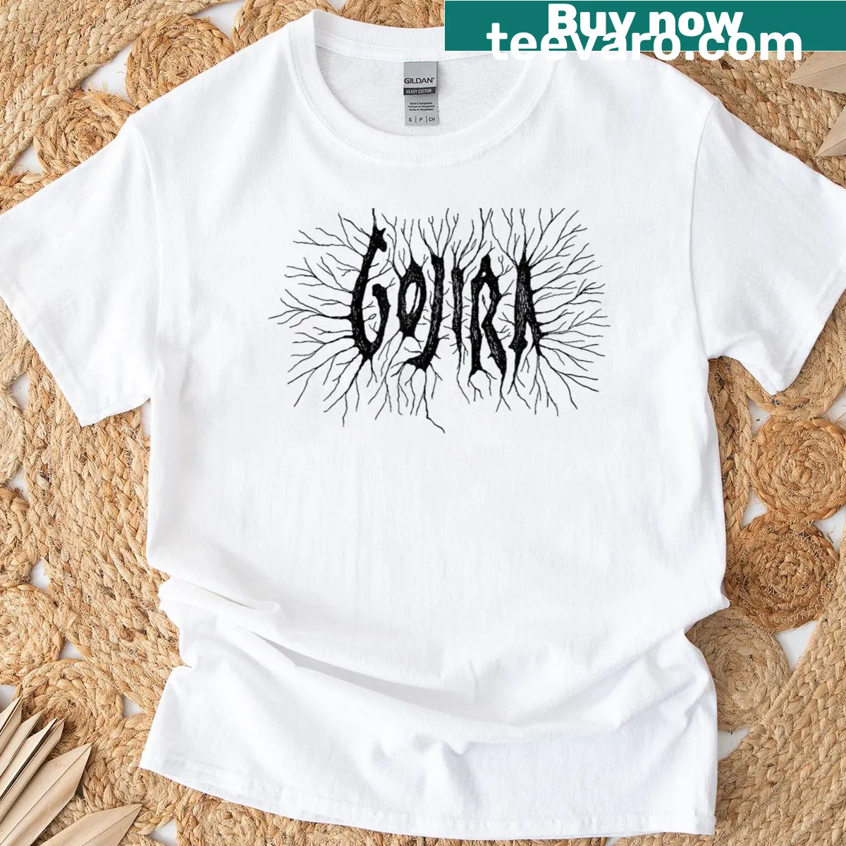 Minimalistic branches logo graphic T-shirt — on a men's t-shirt