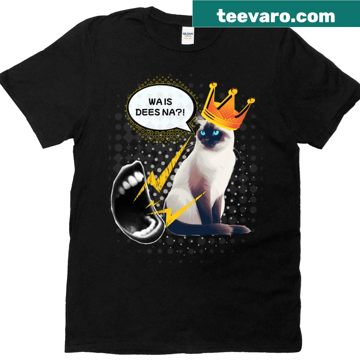 Oversized T-shirt featuring a playful cat pop art design — on a men's t-shirt