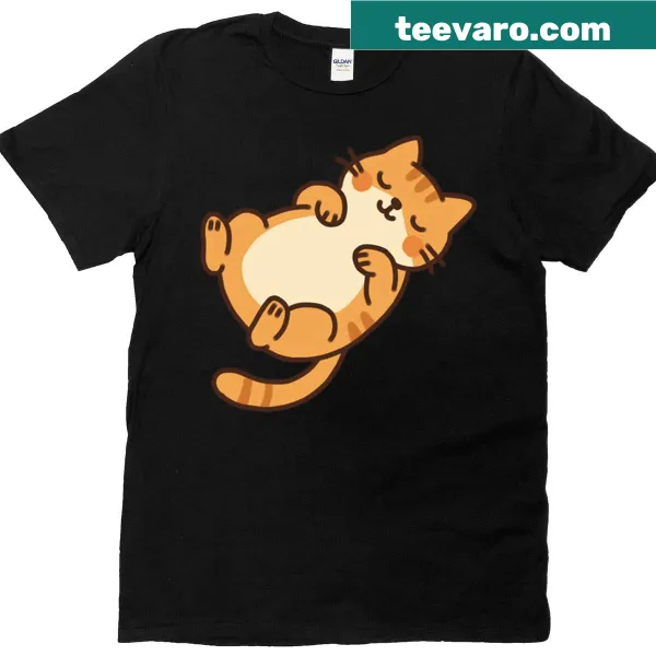 Illustration of a cat lying on its back, designed for cat lovers.
