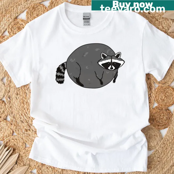 Cartoon graphic of a chunky raccoon on a T-shirt