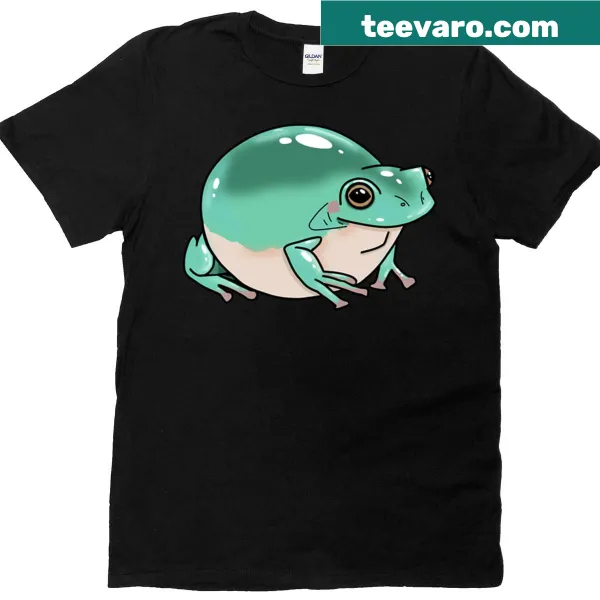 Illustration of a chunky teal dumpy tree frog