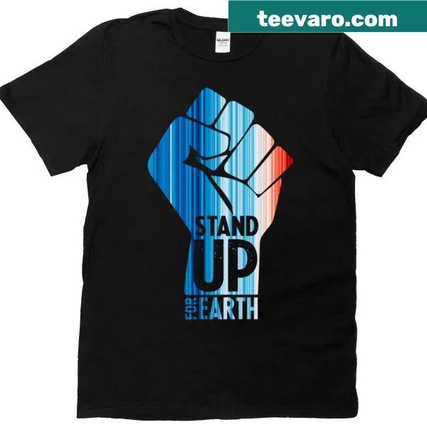Fist graphic and stripes emphasizing climate change activism