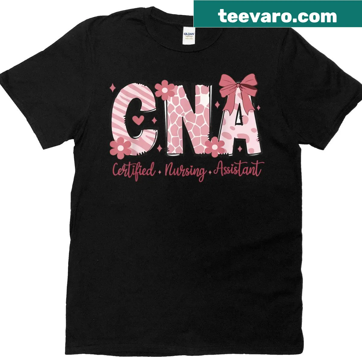 Illustration of a coquette bow on a stethoscope, ideal for CNA Week — on a men's t-shirt