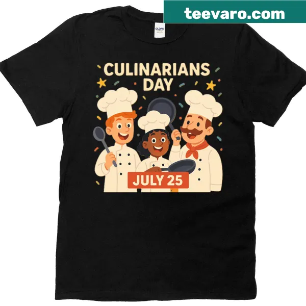 Typographic design celebrating Culinarians Day on T-shirt