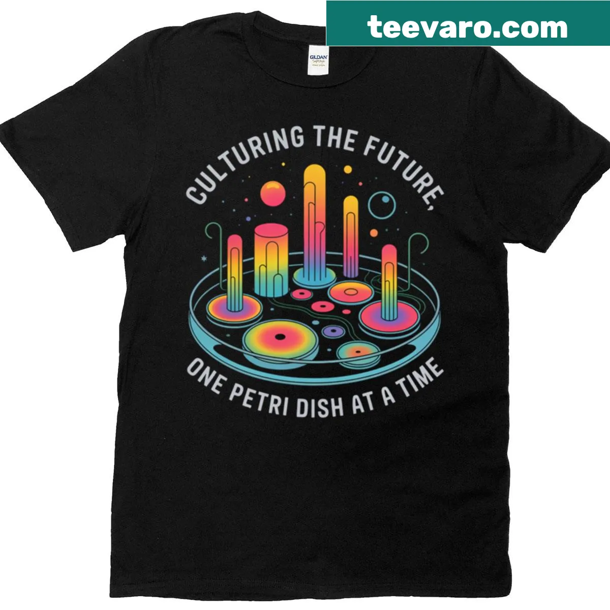 Funny oversized microbiology t-shirt with playful typography — on a men's t-shirt