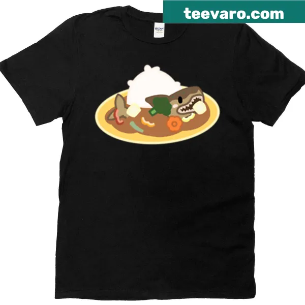 Illustration of a curry shark on a casual T-shirt