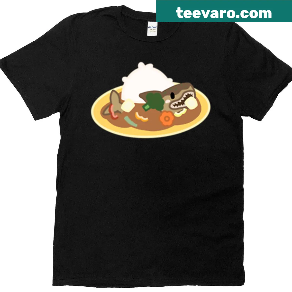 Illustration of a curry shark on a casual T-shirt — on a men's t-shirt
