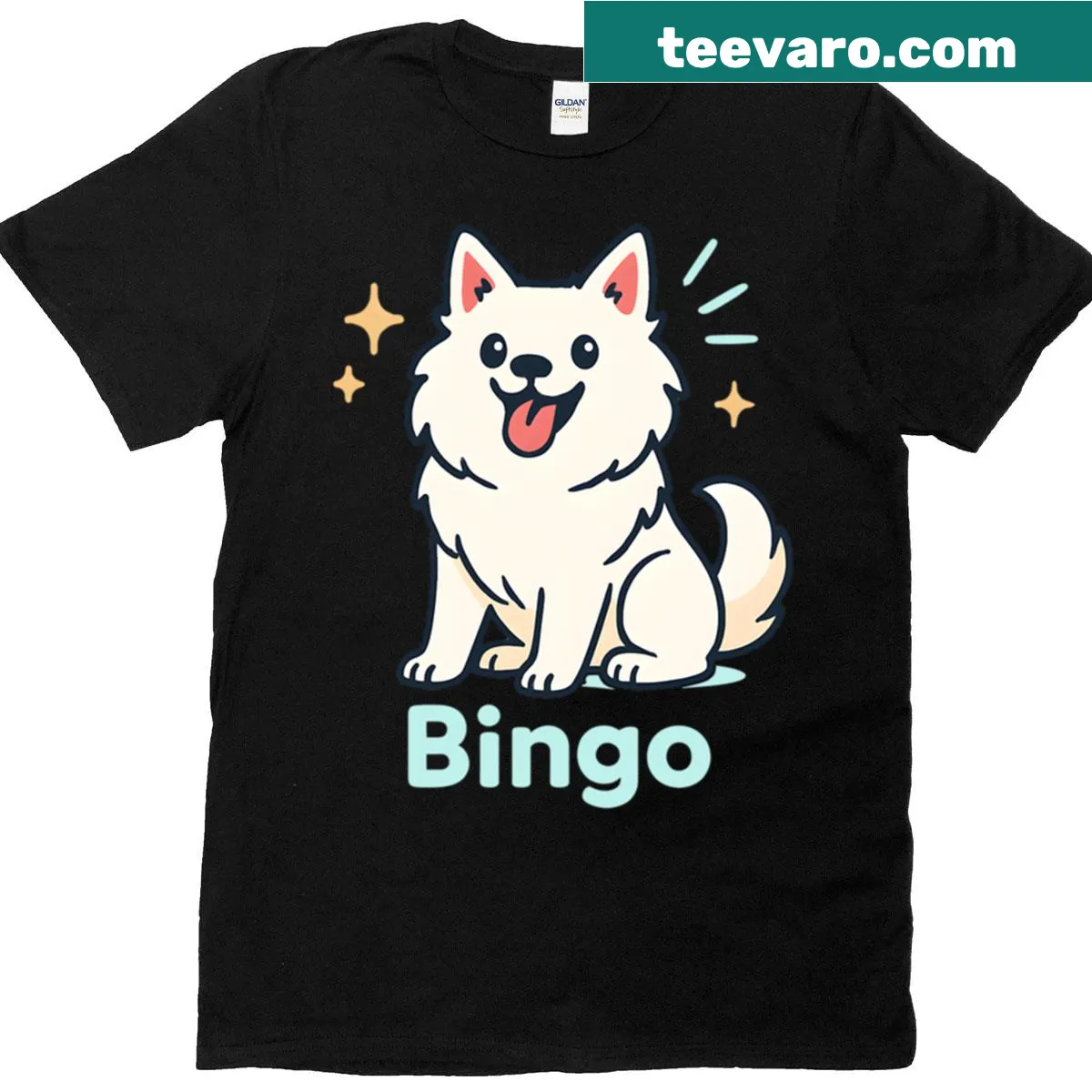Cute cartoon dog design featuring Bingo on a T-shirt — on a men's t-shirt