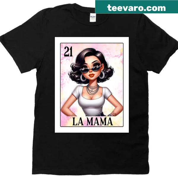 Spanish Loteria card design featuring La Mama on a t-shirt