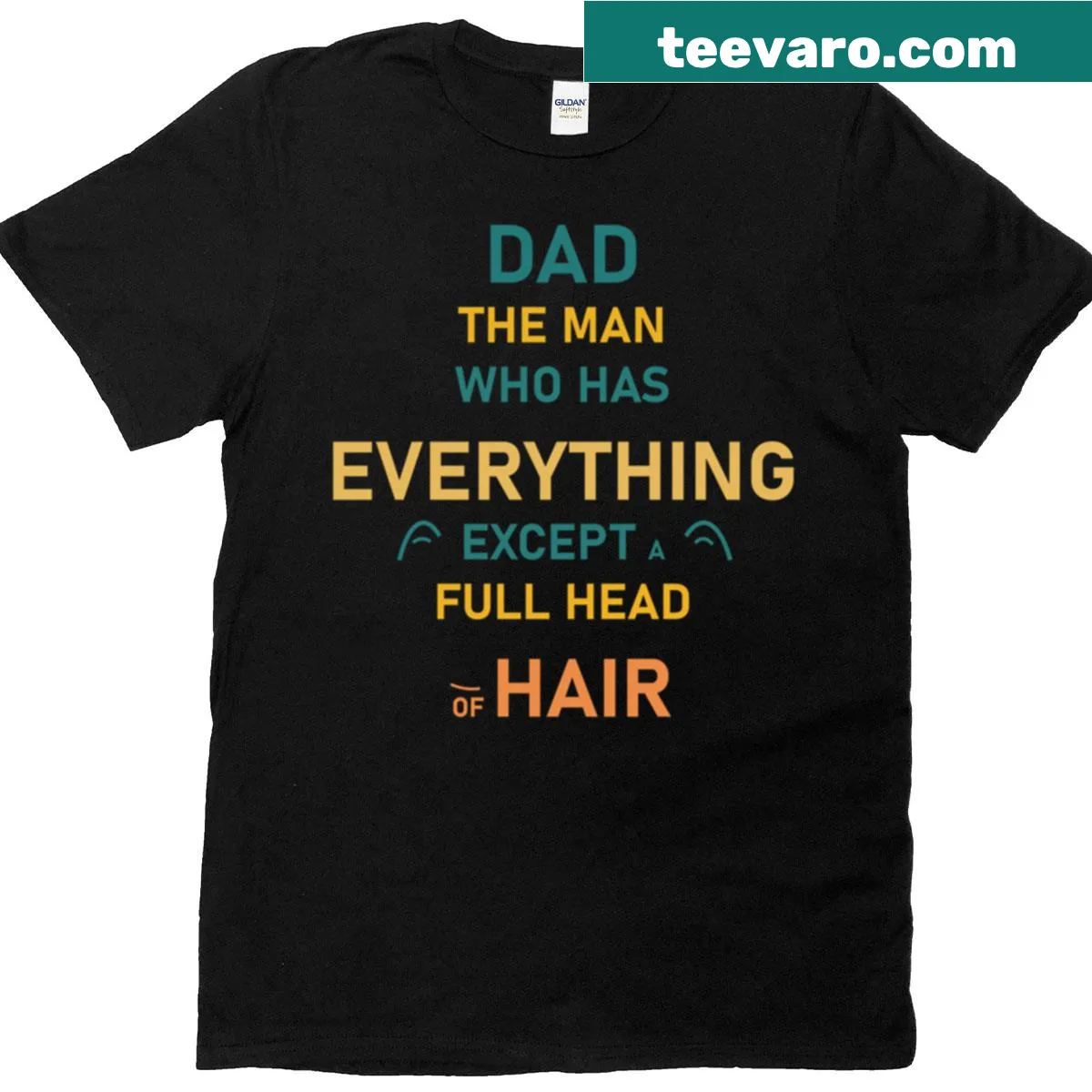 T-shirt with the saying 'Dad: The Man Who Has Everything Except a Full Head of Hair' — on a men's t-shirt