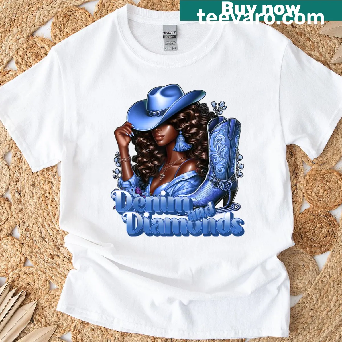 T-shirt celebrating African heritage with cowgirl graphics — on a men's t-shirt