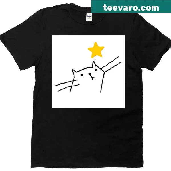 Illustration of a dreaming kitty among clouds on a T-shirt