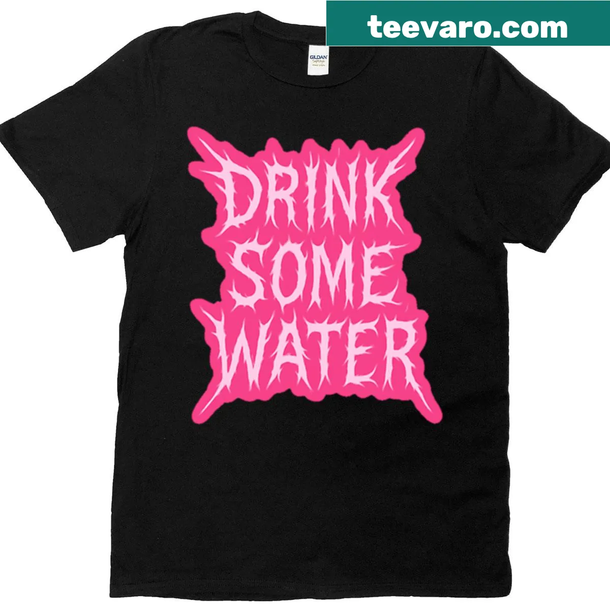Minimalist line-art logo encouraging water drinking — on a men's t-shirt
