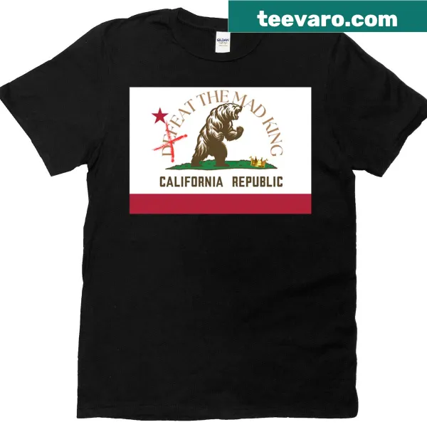 Mad King flag graphic t-shirt featuring edgy design.