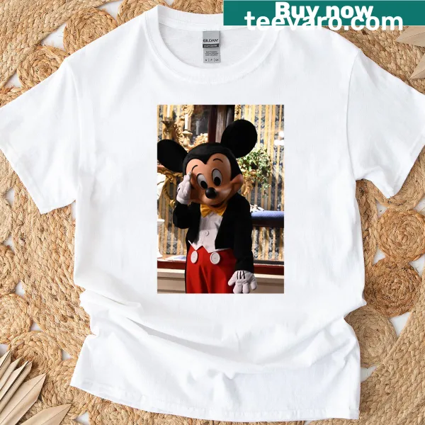 Cartoon embarrassed mouse on a T-shirt