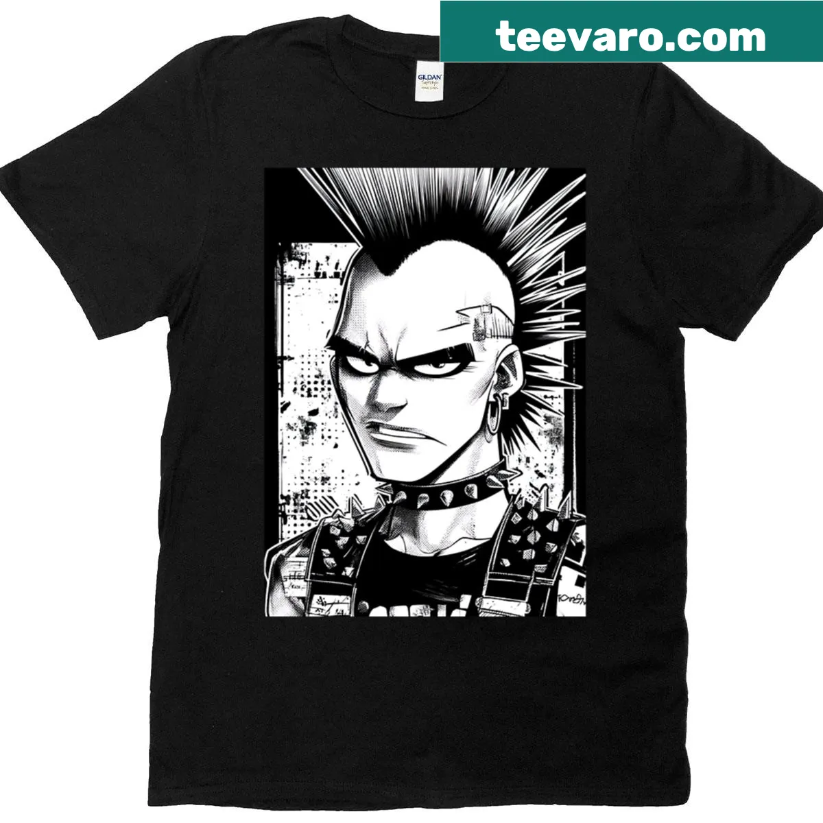 Bold graphic tee featuring a fearless punk man illustration — on a men's t-shirt