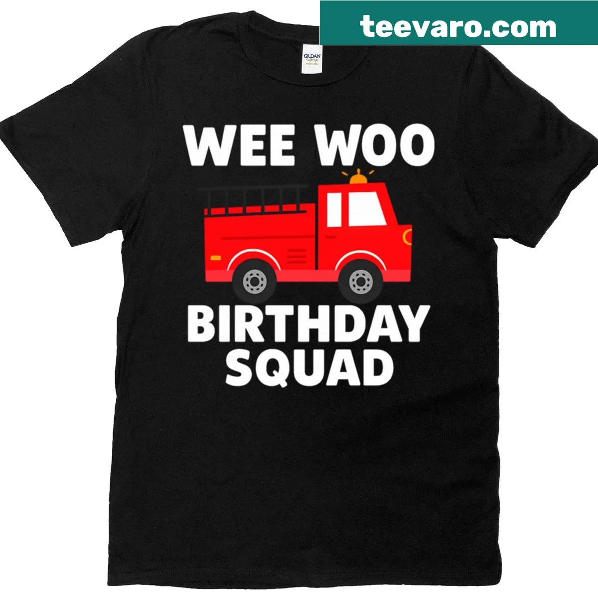Funny T-shirt for firefighter dads with a firetruck graphic — on a men's t-shirt