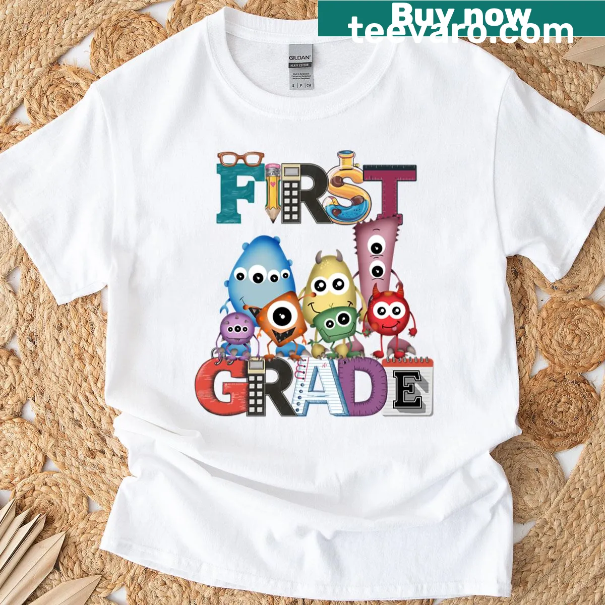 T-shirt with playful monster illustrations for kids — on a men's t-shirt