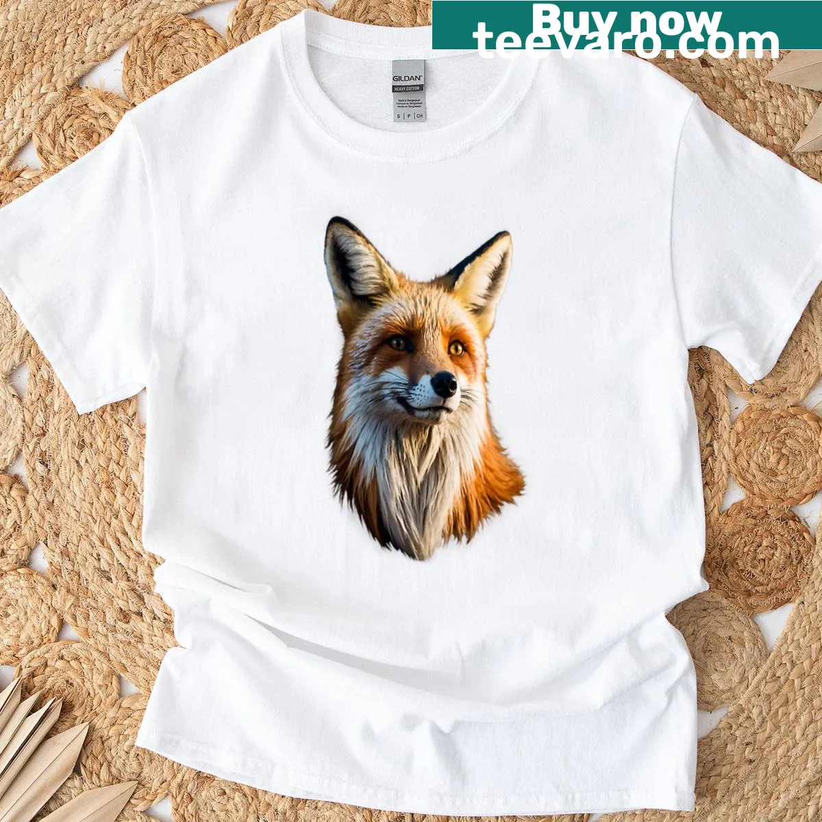 Minimalist Fox Head silhouette T-shirt design for nature lovers. — on a men's t-shirt