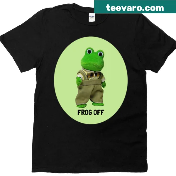 Bold 'Frog Off' text graphic on a humorous T-shirt