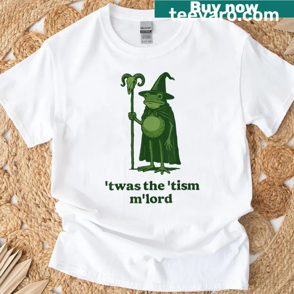 Whimsical frog witch illustration on a T-shirt