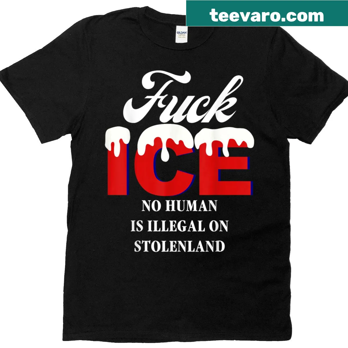 Bold statement t-shirt against ICE policies — on a men's t-shirt