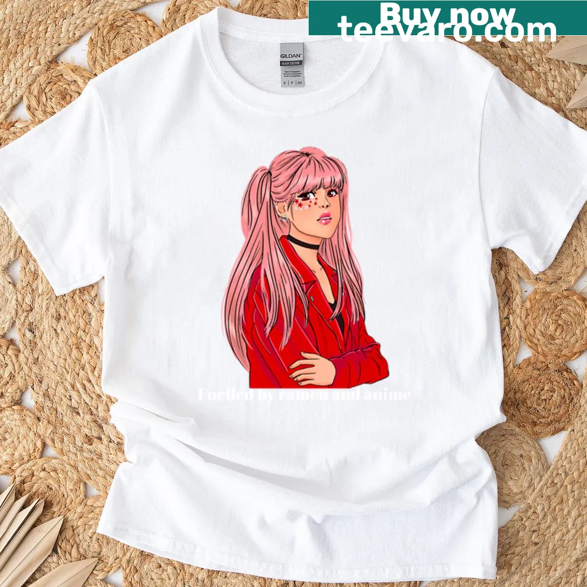 Anime-themed shirt featuring ramen and manga-inspired graphics — on a men's t-shirt