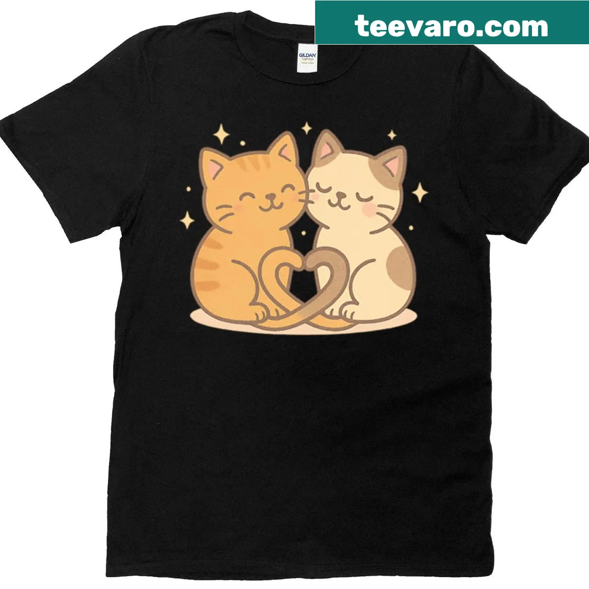 Illustration of two cats cuddling on a T-shirt — on a men's t-shirt