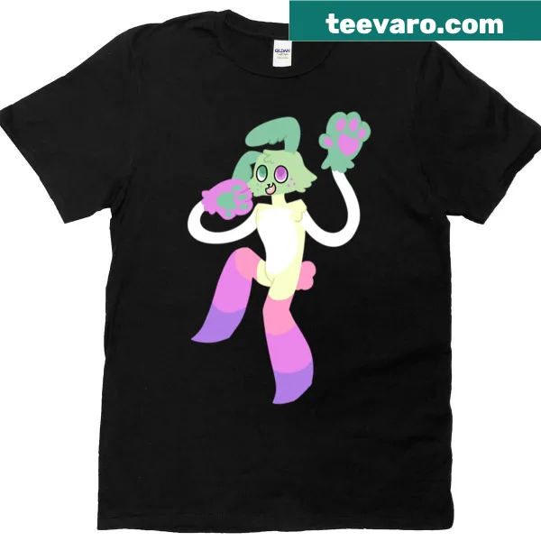Playful cartoon bunny design on a 'Genderfae Bunny Goob' t-shirt