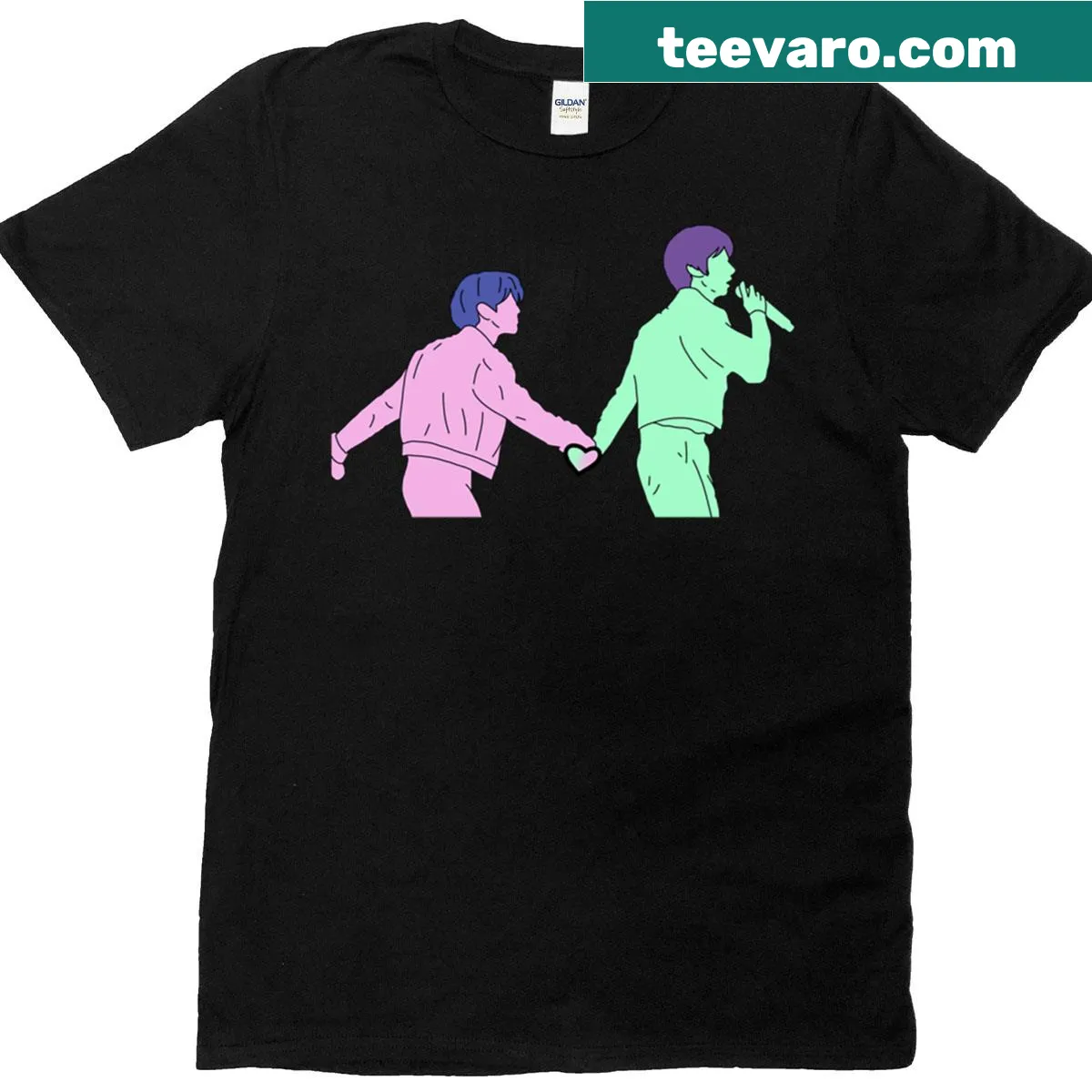 K-pop Han Jisung and Lee Know t-shirt with artistic graphic — on a men's t-shirt