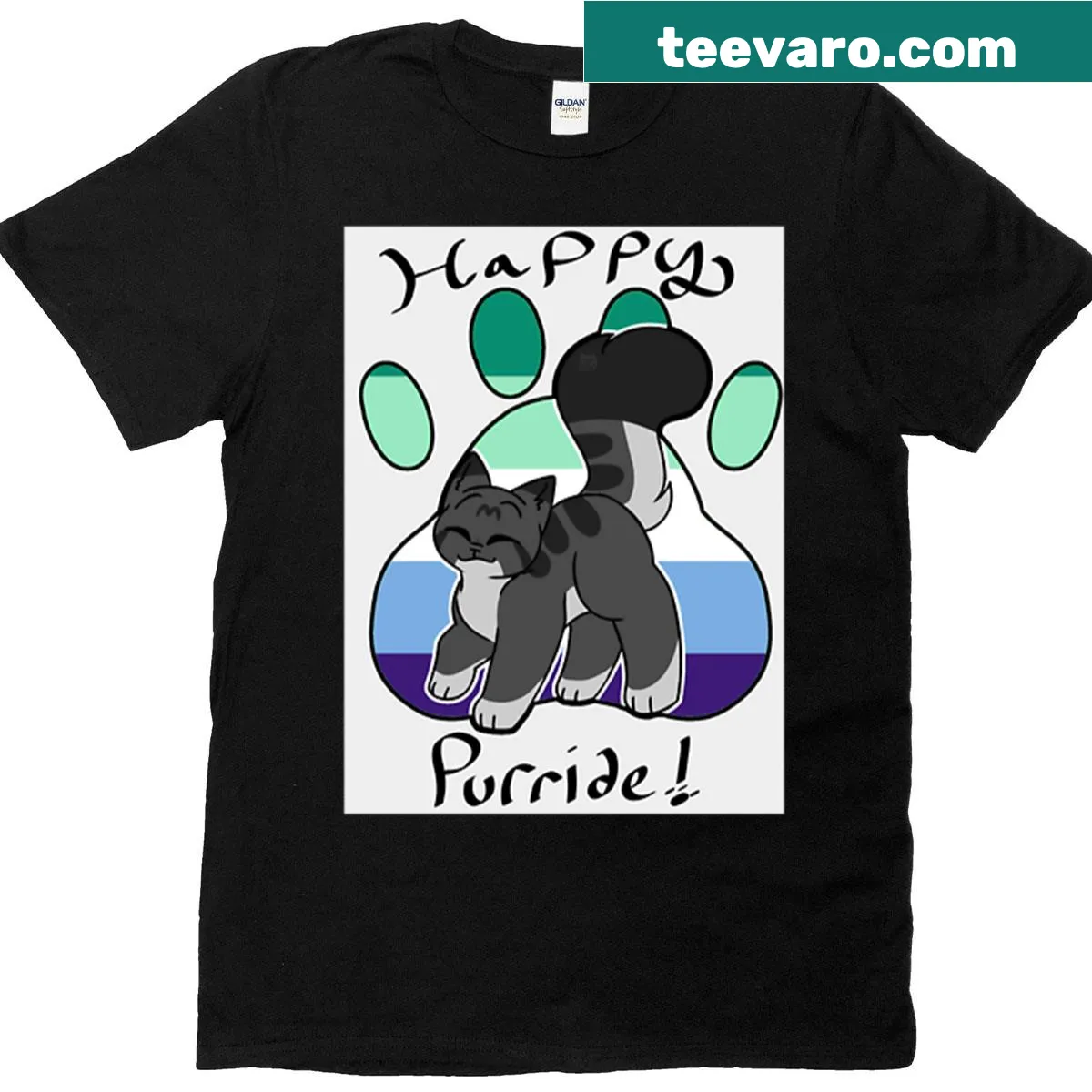 T-shirt featuring artistic representation of the pride flag — on a men's t-shirt