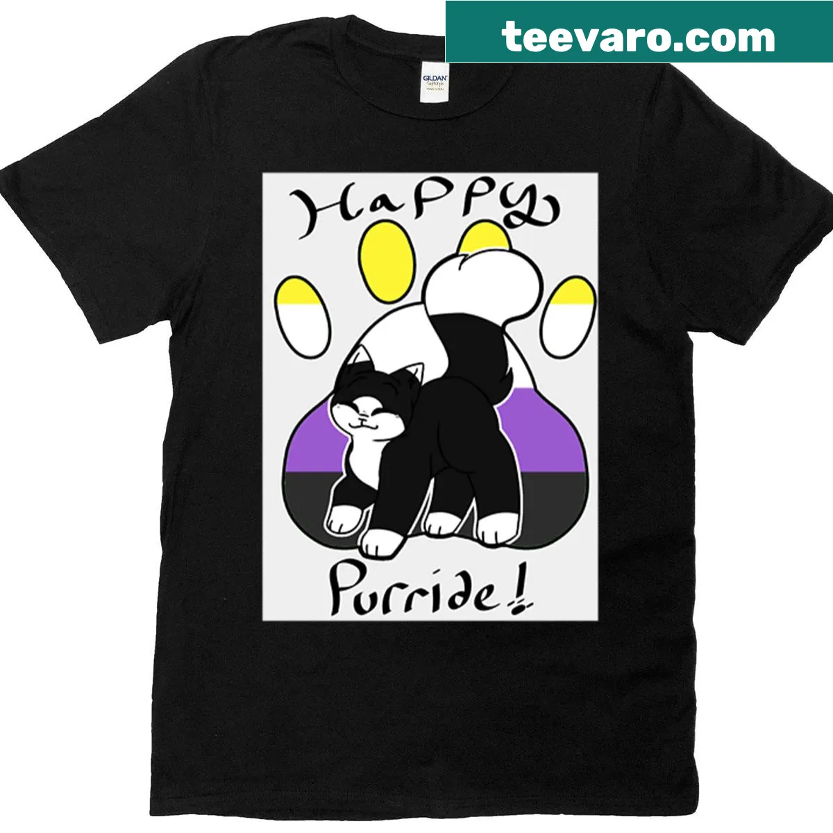 Non-binary flag design on T-shirt celebrating non-binary pride — on a men's t-shirt