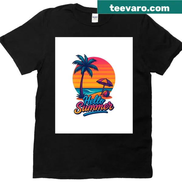 Graphic T-shirt welcoming summer with playful designs