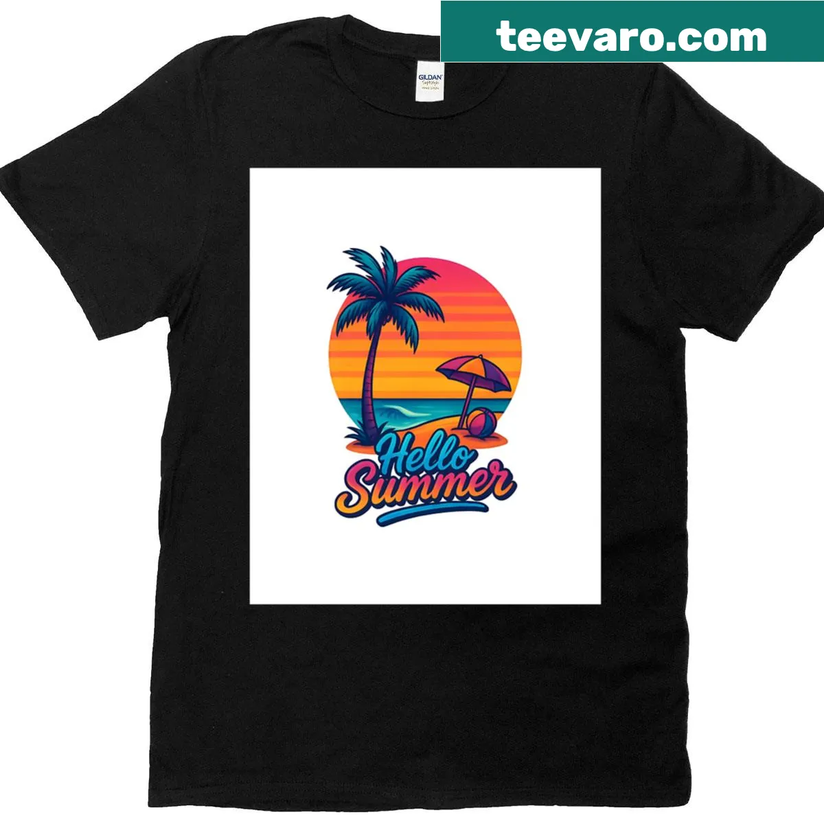 Graphic T-shirt welcoming summer with playful designs — on a men's t-shirt