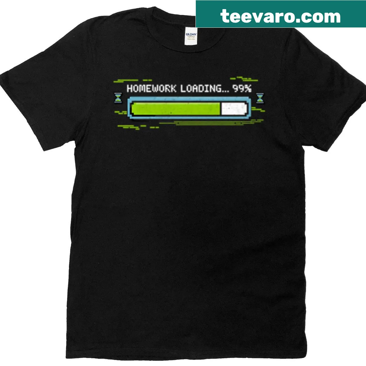 T-shirt featuring 'Homework Loading' graphic for gamers — on a men's t-shirt