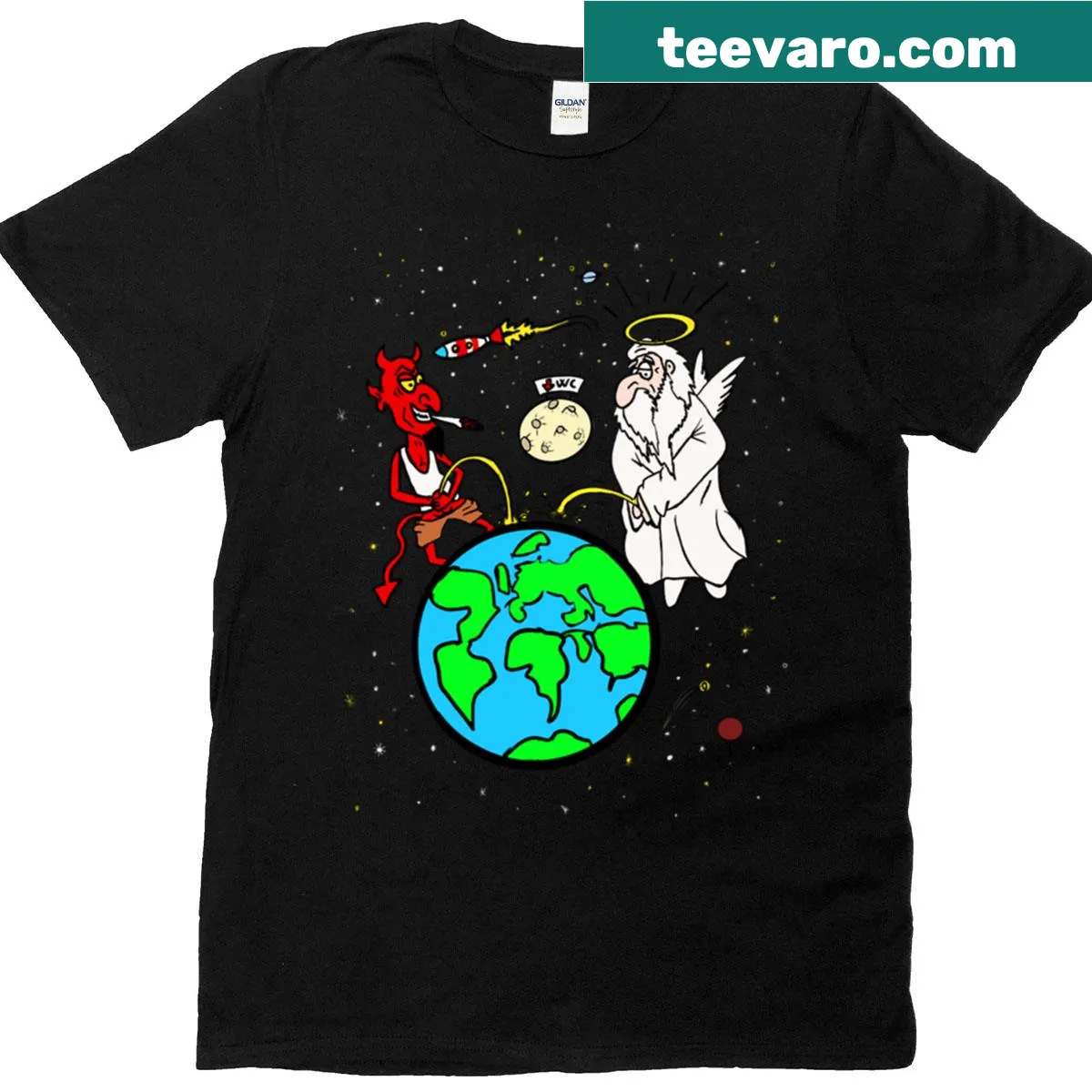T-shirt featuring a stark graphic inspired by the universe's mysteries — on a men's t-shirt