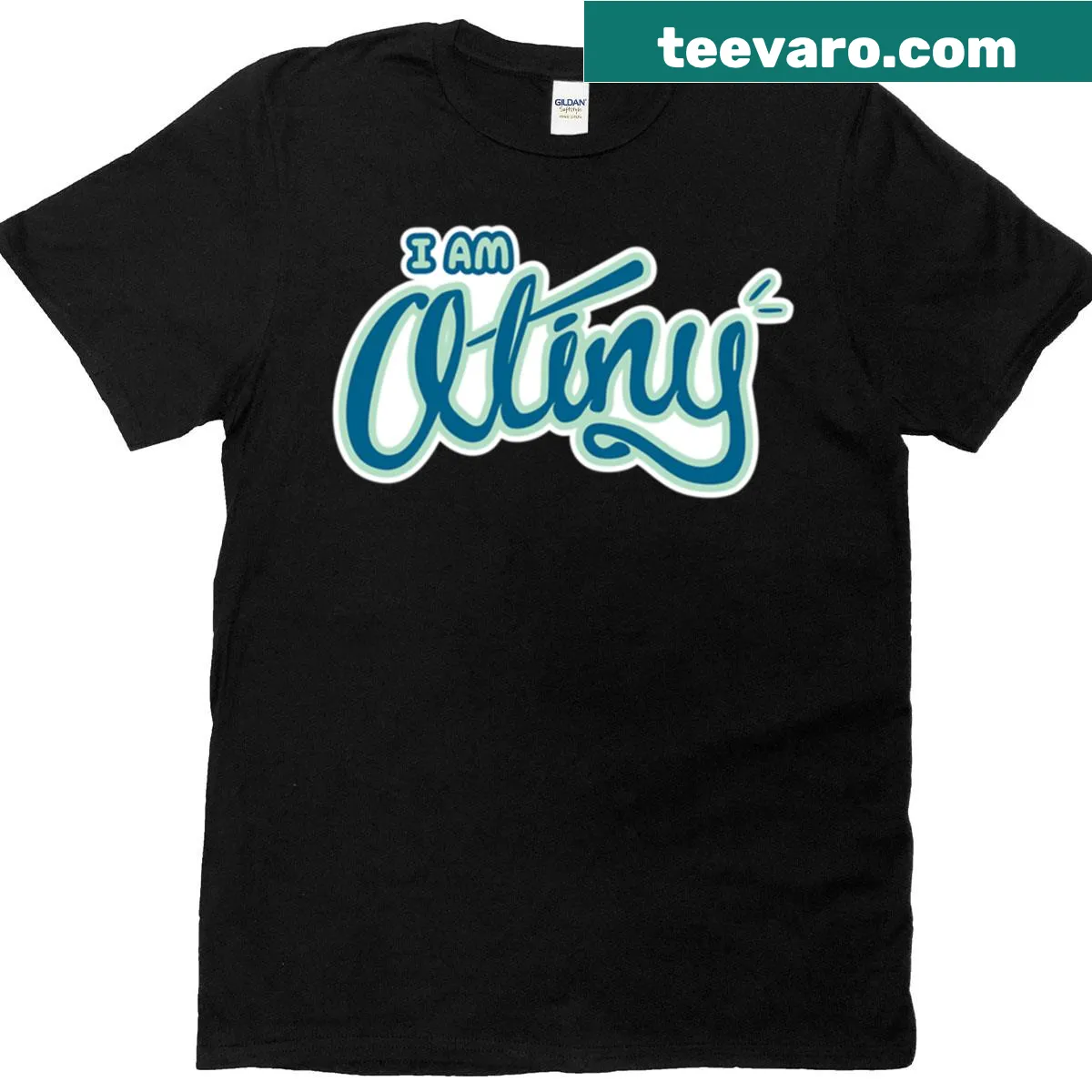Minimalist Atiny logo T-shirt for Ateez fans — on a men's t-shirt