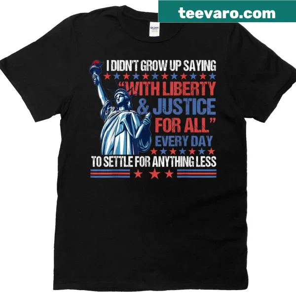 Shirt with thoughtful text on liberty and justice