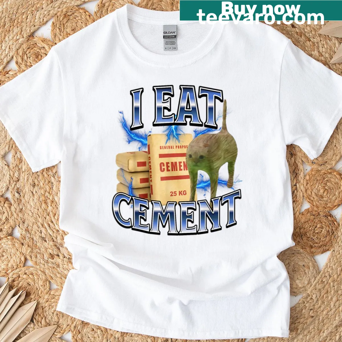 Funny kids' T-shirt with the quote 'I Eat Cement,' inspired by memes. — on a men's t-shirt